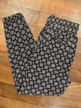 Forever 21 Black Joggers with White Medallion Print